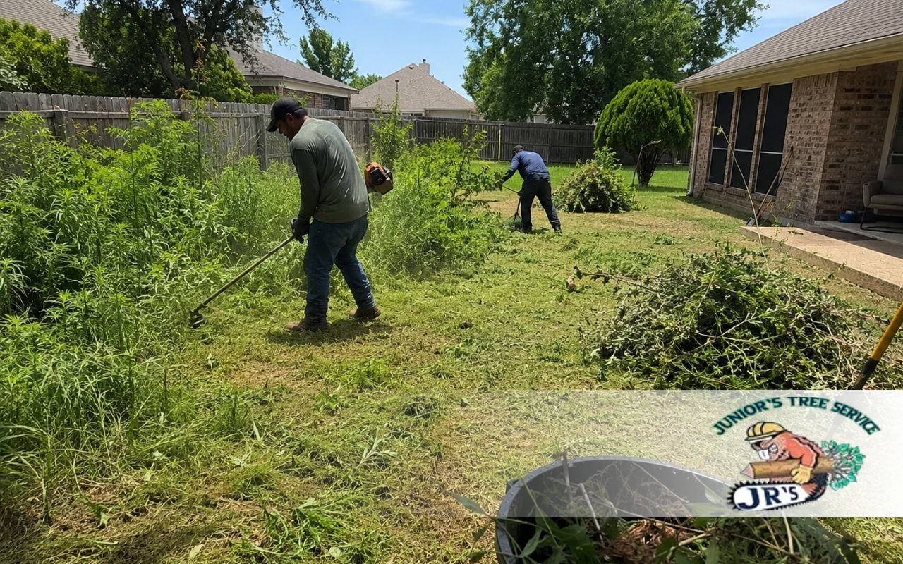Overgrown Backyard Cleanup Before Summer In Lewisville TX